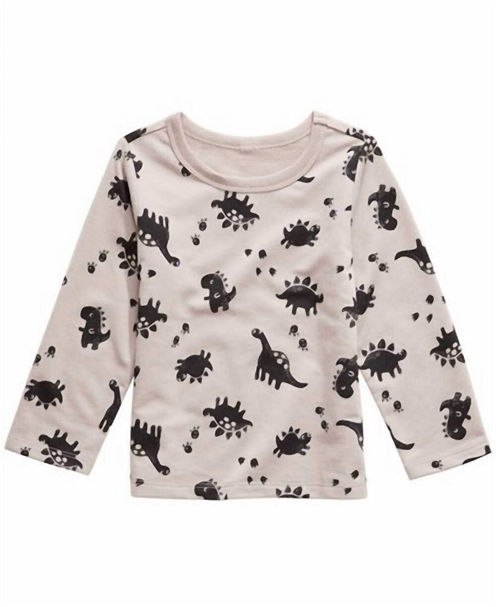 NEW FIRST IMPRESSIONS infant boys dinosaur print t-shirt in truffle taupe